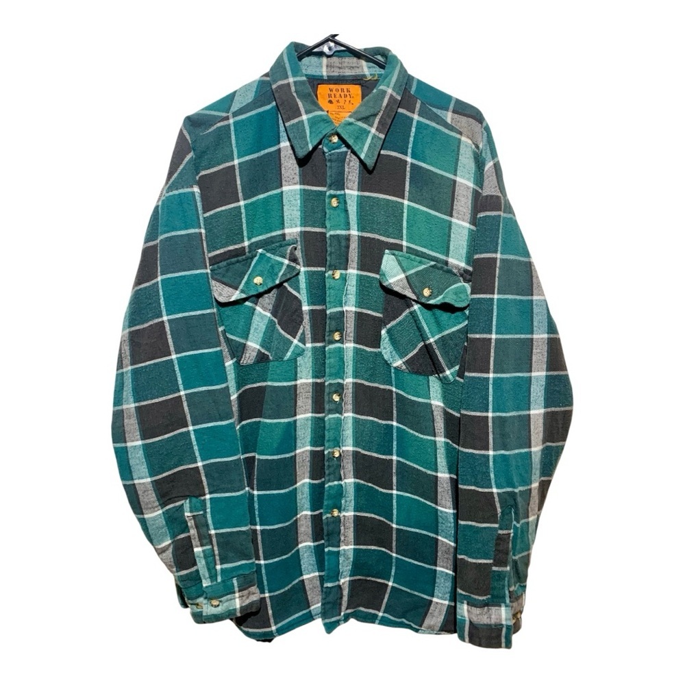 Work Related Brand Button Down Green Plaid Jacket Sz 2XL